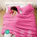 MUXHOMO Queen Comforter Set, All Season Ultra Soft Down Alternative Bedding - 3 Piece Lightweight Bed Set Includes 1 Comforter (90"x90") and 2 Pillow Shams (20"x26"), Hot Pink