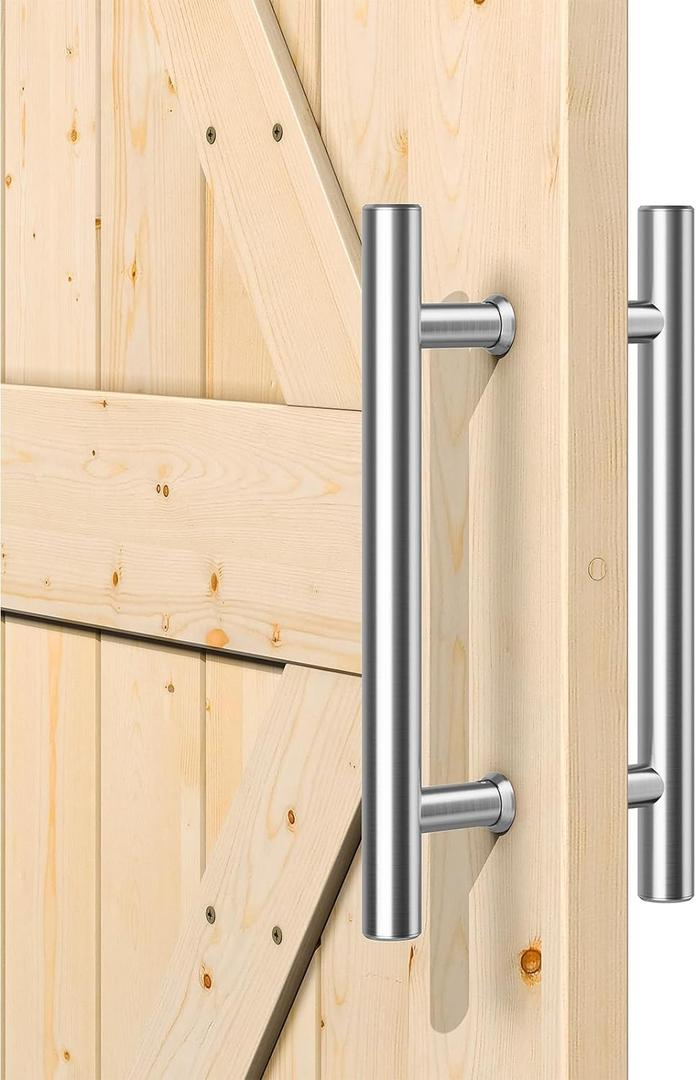 SMARTSTANDARD 12'' Push Pull Sliding Stainless Steel Barn Door Handle, Double-Sided Brushed Nickel Barn Door Handle Set, 1 Pack (Sliver) SMARTSTANDARD 12'' Push Pull Sliding Stainless Steel Barn Door Handle, Double-Sided Brushed Nickel Barn Door Handle Set, 1 Pack (Sliver)