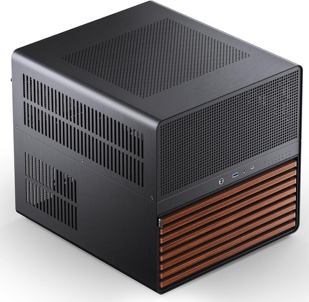 JONSBO N5 NAS PC Case, E-ATX, 12 HDD + 4 SSD Drive Bays, GPU Host, Supports Max. 4 GPU, 330mm MB/ATX PSU, 3 Fans Built-in, 8 PCI Slots, Solid Wood Veneer, Home Server