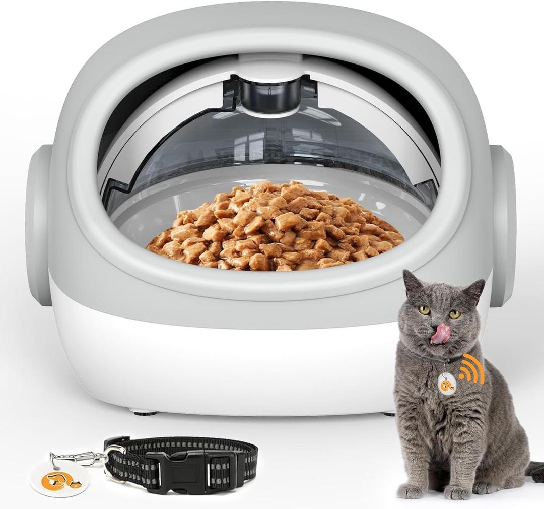 Lesotc RFID Automatic Cat Feeder, Microchip Pet Feeder, Auto Cat Feeder with Collar, Automatic Pet Feeder - Prevents Food Stealing, Perfect for Prescription Diets, Schedules Meals for Multiple Cats