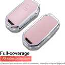 for Kia Key Fob Cover with Keychain, Pink Leather Crystal Key Case Protection Shell Compatible with Cerato Ceed Forte NIRO Sorento Seltos Sportage Soul Telluride