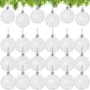 24 Pcs White Christmas Glitter Ball Ornaments Set,Glitter Sparkly Snowballs,Plastic Xmas Hanging Ornaments Decorations for Christams Tree,Wedding Party Supplies,60mm/2.36inch