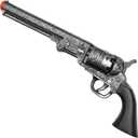 13-Inch Decorative Western Classic Revolver Style, Body SMB-110 with Ornate Engravings, Suitable for Decoration, Collecting, Costuming and Cosplay, Role-Playing, Halloween (Gray)