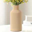 Mfacoy Ceramic Flower Vase, Minimalist Decor, Modern Home Decorative Vase, Small Pampas Grass Vases for Kitchen Bedroom Office Living Room Bathroom Shelf Centerpiece Table Decorations (Light Yellow)