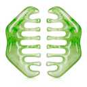 Geiserailie 2 Pieces Jade Combs Massage Stone Hair Gua Sha Scraping Scalp Comb Facial Massage Tool Multifunctional Handheld Head Tools Head Caring Therapy Mother's Day Gift(Elegant Style)