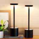 Cordless Table Lamp 2 Pack Rechargeable Table Lamps, 5000mAh Battery Operated Lamp with 3-Color Dimmable Light, Outdoor Table Lamp for Bedroom, Restaurant, Patio, Home Décor (Black)