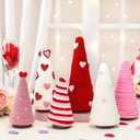 Giegxin 6 Pcs Valentine's Day Cone Tree Table Decorations, 3 Size Mini Tabletop Trees Valentine's Heart Style Pink Red White Yarn Decorations for Table Holiday Party Wedding Home Decor Gift for Her