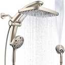 Rain Shower Head with Handheld High Pressure rainfall Shower Heads with Handheld Spray Combo Adjustable One-Piece Standard Shower Head Built-in Magnetic Docking and Power Jets, Nickel 