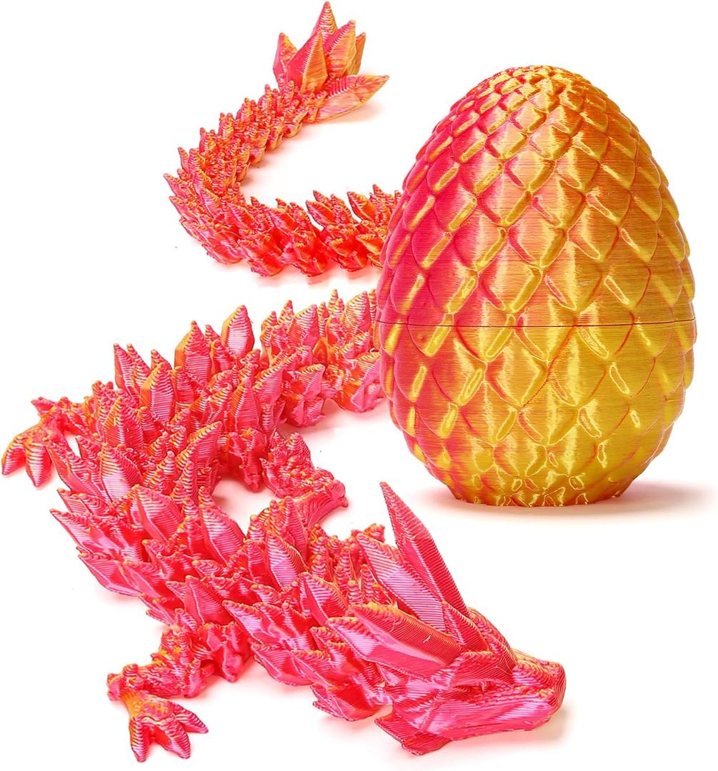 3D Printed Dragon Surprise Egg, Executive Dragon Fidget Desk Toys Decorative Easter Egg Fillers, Red