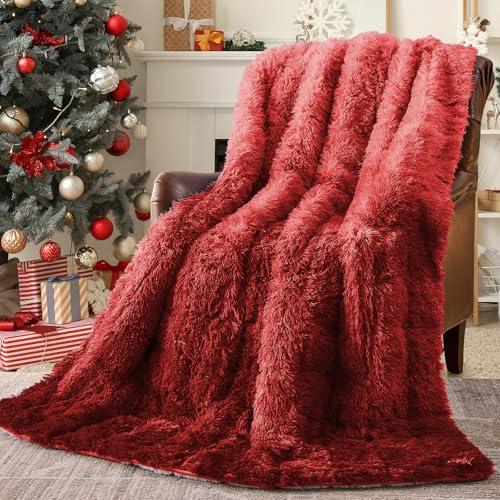 yescool Weighted Blanket for Adults (20 lbs, 80" x 87", Crimson) Heavy Blanket for Sleeping Perfect for 140-160 lbs, King Size Faux Fur Blanket with Premium Glass Bead, Machine Washable