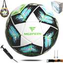 Youth Soccer Ball Size 3/4/5, Kids Outdoor Play Game Training Practice Soccer Ball for Teen Boy Girl Indoor Outdoor with 1 Pump 1 Net Bag and 1 Gift Box (White)
