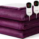 Homemate Electric Heated Blanket Queen Size - 84"x90" Heating Blanket Queen Size Dual Control 1/2/4/6/8 Hours Auto-Off 10 Heat Level Over-Heat Protection Flannel Sherpa ETL Certification (05 - Purple)