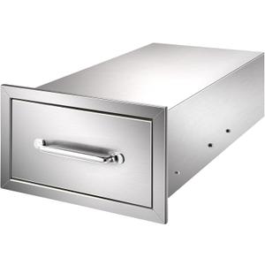 Ryan 14x8.5x23 Inch Outdoor Stainless Kitchen Drawers, 1-Tier Stainless Steel BBQ Drawers, Single Access with Handle for BBQ Island