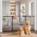 Cumbor Extra Wide Baby Gate, 36.6-69" Walk-Through Dog Gate for Stairs, Doorways & Hallways, 30.5 Tall, Auto-Close & Dual-Swing Safety Child Gate Indoor, Easy Install Pressure-Mounted Pet Gate, Black