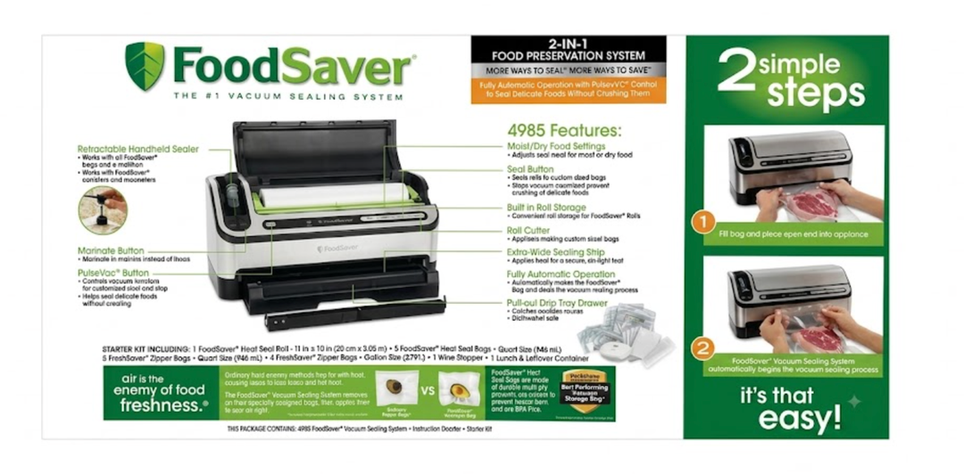 FoodSaver Handheld+ 2-in-1 Vacuum Sealing System (Vacuum Sealers), Handheld and Countertop Vacuum Sealer, Matte Black