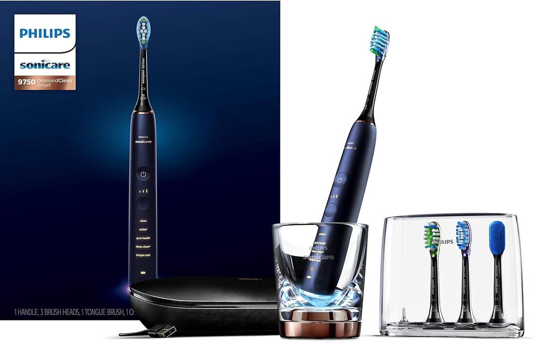 Philips Sonicare DiamondClean Smart 9750 Rechargeable Electric Power Toothbrush, Lunar Blue, HX9954/56 (1 Count (Pack of 1))