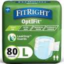 FitRight Adult Diapers, Extra+ Heavy Absorbency, L (Waist Size 44in-56in), 80 Count, OptiFit Incontinence Briefs for Men and Women, Disposable, Moisture-Wicking, Leak Protection.