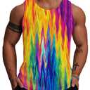 Wuiliy 3D Tank Tops for Men Colorful Sleeveless Print T Shirt Rainbow Beach Gym Vest Tee Small