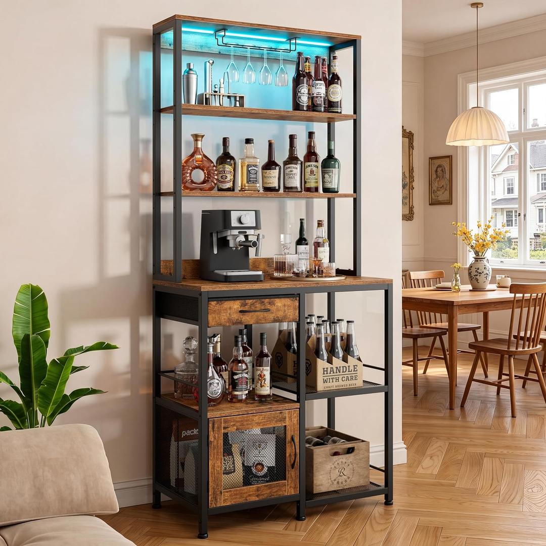 LIFECHOVY 67.7" Tall Bar Cabinet with Power Outlets