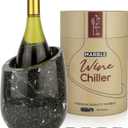 Gusto Nostro Marble Wine Chiller Bucket - 750ml Wine Bottle Cooler and Champagne Chiller for Party, Kitchen, Bar Cart Decor to Chill & Keep Bottles Cold with Unique Wine Lovers Gift Box (Black Zebra)