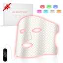 Red Light Therapy For Face, 7 Modes Portable Therapy Mask With 3000mah Rechargeable Remote, Blue, Orange, 850nm Infrared & Red Light Mask, 400 Leds For Anti-Aging