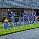 Jetec 18 Pieces Happy Birthday Yard Signs with Stakes, 16 Inches Birthday Outdoor Lawn Signs, Cake Balloon Patio Decorations, Garden Lawn Decorations for Party Outdoor Decor(Blue)