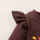 My First Thanksgiving Outfits Kids Toddler Baby Girls Ruffle Sleeve Shirt+Pants Set Fall Clothes (Brown)