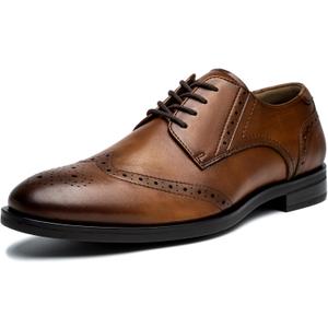 Mens Formal Oxford Dress Shoes (11, Wingtip/Camel)