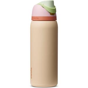 Owala FreeSip Stainless Steel Water Bottle 32 oz Pink/Tan (Desert Bloom)