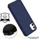 Case for iPhone 12/12 Pro, Glossy Hybrid 2-Layer Hard Shell, Aesthetic Scratch Resistant Cover, Navy Blue Polka Dot