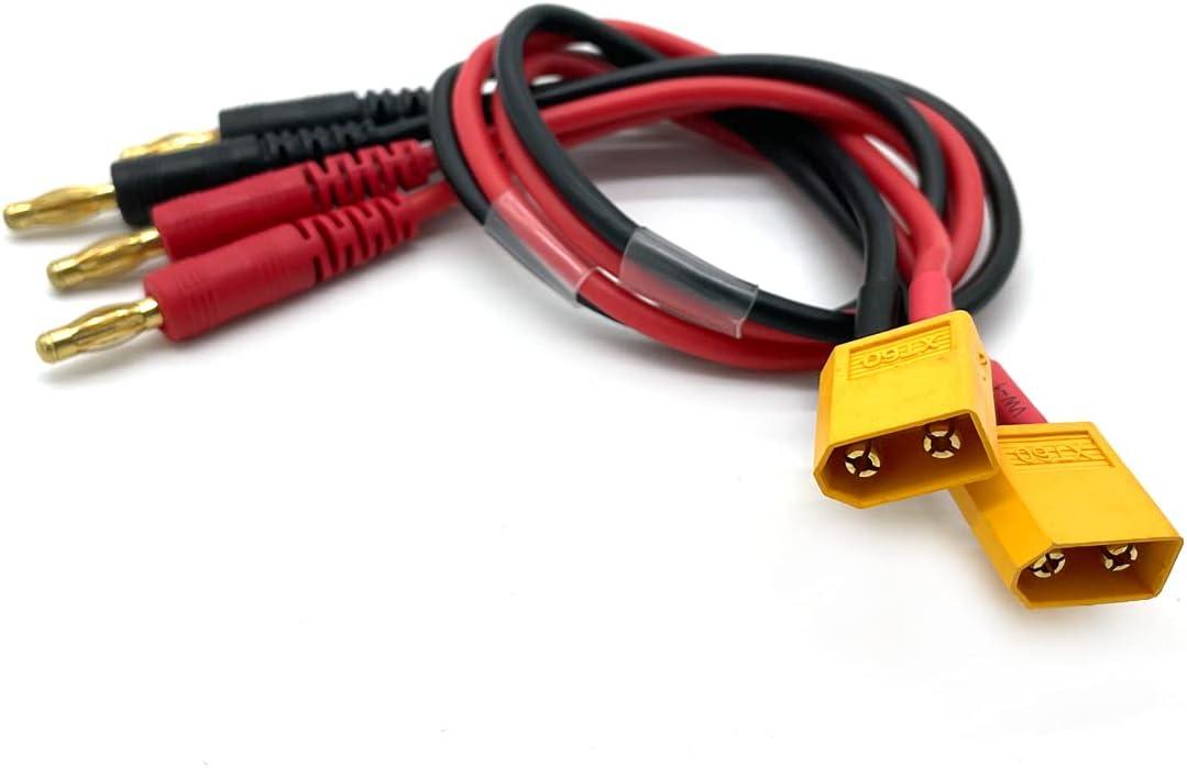 XT60 Connector Plug -> 4mm Banana Plugs Battery Charge Lead Adapter Cable(Pack of 2)
