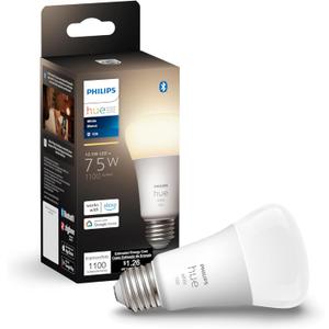 Philips Hue Smart 75W A19 LED Bulb - Soft Warm White Light - 1 Pack - 1100LM - E26 - Indoor - Control with Hue App - Works with Alexa, Google Assistant and Apple Homekit