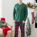 PATPAT Family Christmas Pajamas Matching Sets Holiday Christmas Pjs for Womens Kids Sleepwear including Socks (X-Large, Green Tartan)