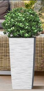 Heavy Duty Tall Planters for Outdoor Plants, Indoor Grande Plant Pots, Boxes, Trees, Flower Pots, 2-Piece Set, 3.4 Gallon, Modern Design, Built-in Drainage, Front Porch Decor, White