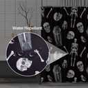 Bayson Spooky Halloween Shower Curtain, Creepy Skull Skeleton Coffin on Black Background Bath Curtain for Bathroom Decor Waterproof Polyester Fabric 72 x 72 Inches Set with Hooks