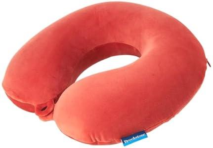 Brookstone Travel Neck Pillow - Lightweight Fleece Casing U-Shaped Stuffable Memory Foam Travel Pillow for Sleeping and Neck Support, Size One Size, Terra Cotta