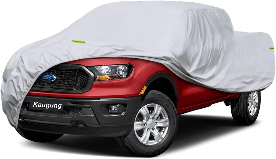 Kaugung Truck Cover Fit Ford Ranger from 1998 to 2025, Waterproof All Weather Full Pickup Cover, Outdoor Sun UV Rain Dust Protection. (Silver)