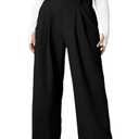 Eytino Plus Size Dress Pants for Women High Waisted Casual Wide Leg Palazzo Pants Business Trousers with Pockets, 3X Black
