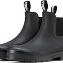 HISEA Women's Short Rain Boots Fashion Waterproof Chelsea Boots Ankle Garden Shoes for Ladies Non Slip Outdoor Work Booties Lightweight Rubber Rainboots with Comfort Insole (9, Black)