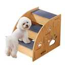 Pet Steps for Small Dogs,Wooden Cat Stairs for Old Cats,Doggy Dog Steps for Bed Couch Sofa Windows,3-Step Ladder, 16" L x 12" W x 14" H，Suitable for Height 14-17in