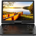 17.9" Portable DVD Player for Kids with 15.6" Swivel Screen, 5 Hours Rechargeable Battery, Car DVD Player with High Volume Dual Speakers, Remote Control, Support Sync TV, Region Free USB/SD/AV,Black