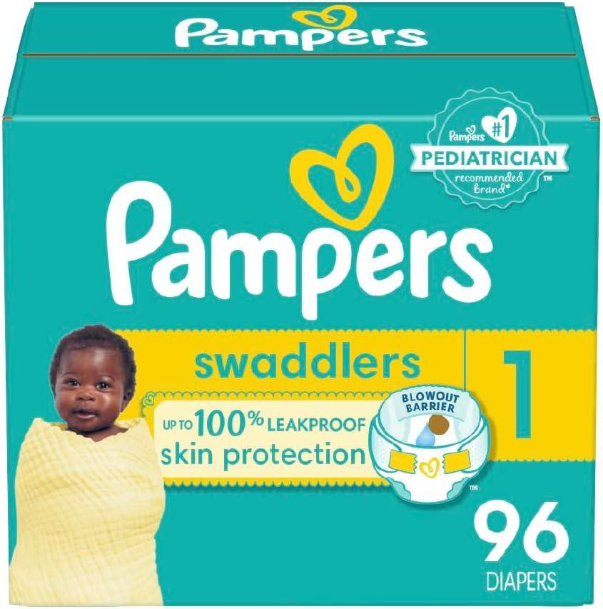 Pampers Swaddlers Diapers, Size 1 (8-14 lbs), 96 Count, Absorbent, Keeps Baby Dry and Comfortable, Skin Safe Disposable Baby Diaper   Pampers Swaddlers Diapers, Size 1 (8-14 lbs), 96 Count, Absorbent, Keeps Baby Dry and Comfortable, Skin Safe Disposable Baby Diaper