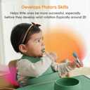 NumNum Baby Spoons Set, Baby Essentials Pre-Spoon GOOtensils for 6+ Months, First Stage Self-Feeding Spoons for Baby Led Weaning (BLW), Silicone Toddler Utensils, BPA-Free, 2 Pack Blue/Orange