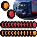 Macarrie 24 Pcs 2'' Round LED Marker Lights Trailer Waterproof Side Marker Light 12-24v with Rubber Grommets Pigtails for RV Trailer Truck Boat (Amber and Red)
