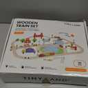 Tiny Land 110PCS Wooden Train Set  Toy Train with Tracks for Kids Ages 3-7, Compatible with Major Brands, Ideal Railway Playset for Boys and Girls, Great Birthday