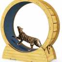 36" Large Cat Exercise Wheel for Indoor Cats - Solid Wood Cat Treadmill with Detachable Carpet Runway, Silent Running Wheel for Cats Up to 110 lbs