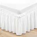 RIMELA Warm White Bed Skirt King Size 15 Inch Drop, Wrap Around Elastic Adjustable Bedskirt, Bed skirting Dust Ruffle for Bed Frame & Box Spring Soft Durable Fabric Machine Washable Easy to Install