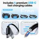 2 Pack USB C Charger Block with 4 USB Cables 120W GaN Type C Charger Fast Charging Block 6 Port Foldable for iPhone 17/16 Series, Pixel, iPad, Samsung Galaxy Series (Black)