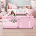 Baby Playpen, Baby Playard for Babies and Toddlers, BabyFence Play Pens for Indoor & Outdoor, Sturdy Safety Play Yard with Soft Breathable Mesh, Anti-Fall, 50 * 50 * 27 inches, Pink