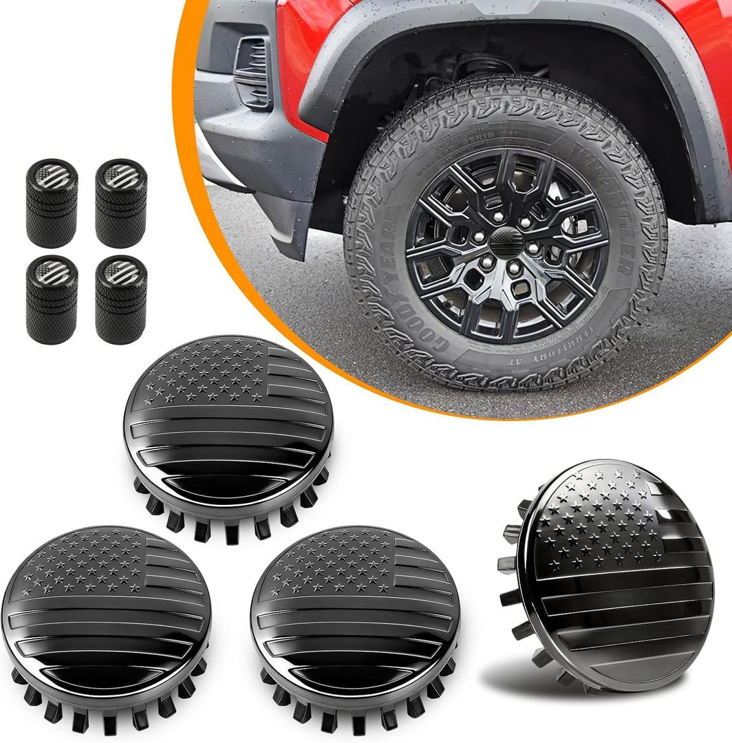 DREAMOTOR 3.25Inch 83MM Wheel Center Caps Compatible with Chevrolet Chevy GMC Colorado Tahoe Suburban Silverado Sierra 1500 Rim Hub Caps, Fit Most 20"&22" Rims, Pack of 4 -Outer 83MM, Inner 73MM